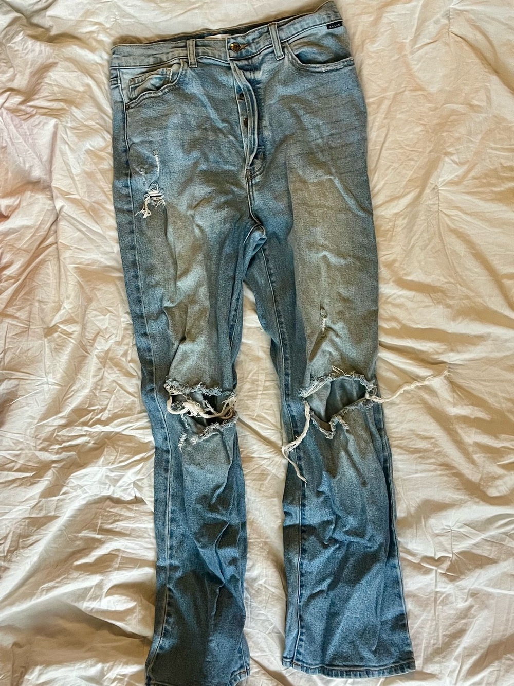 Cello Light Blue Distressed snug/flare Jeans